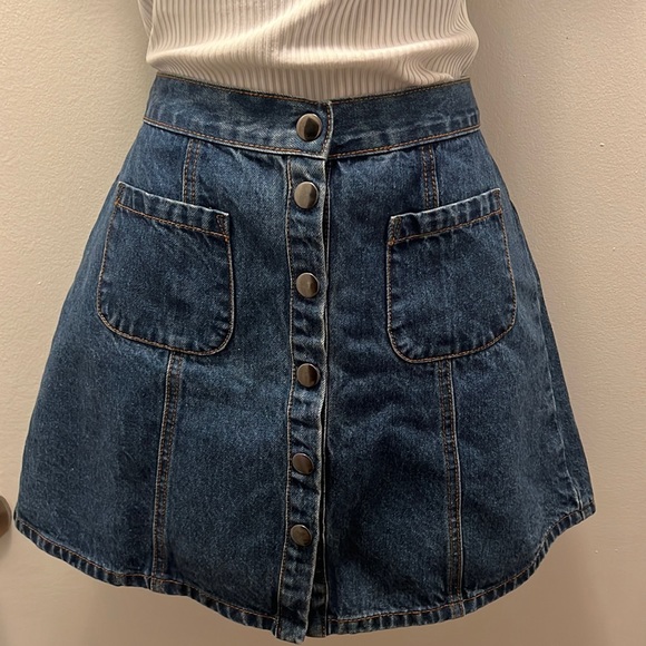 BDG mini a-line snap front denim skirt - Picture 1 of 8